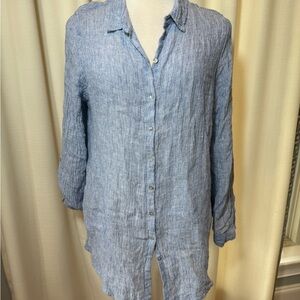 Tahari 100% Linen blue oversized Shirt size XL